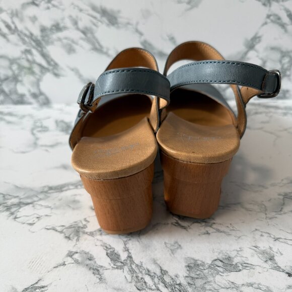 Dansko Women 40 US 9-9.5 Taci Clog Blue Leather Comfort Closed Toe Non Slip Shoe - Picture 5 of 7